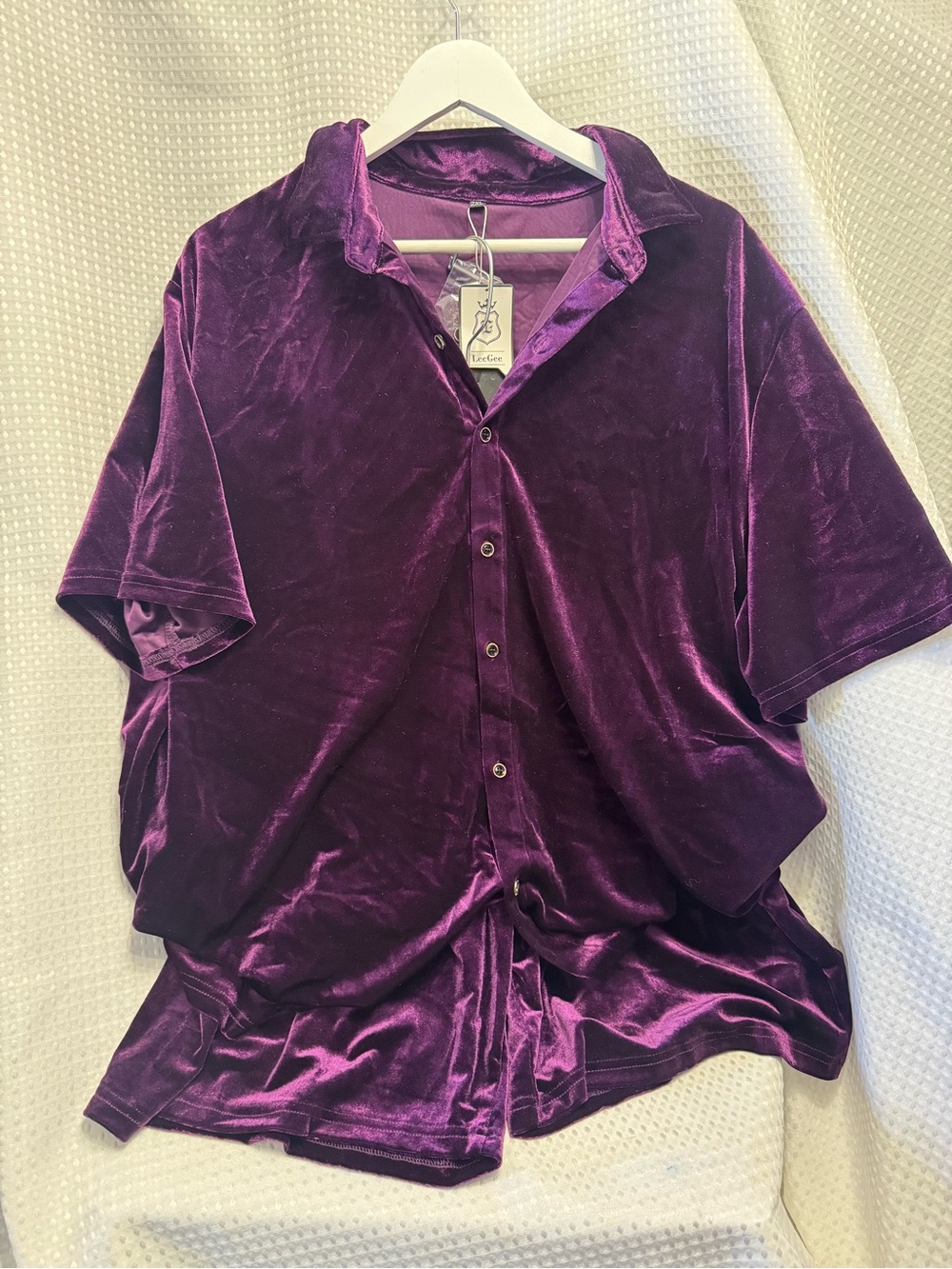 Velvet Short-Sleeve Pajama set in Purple